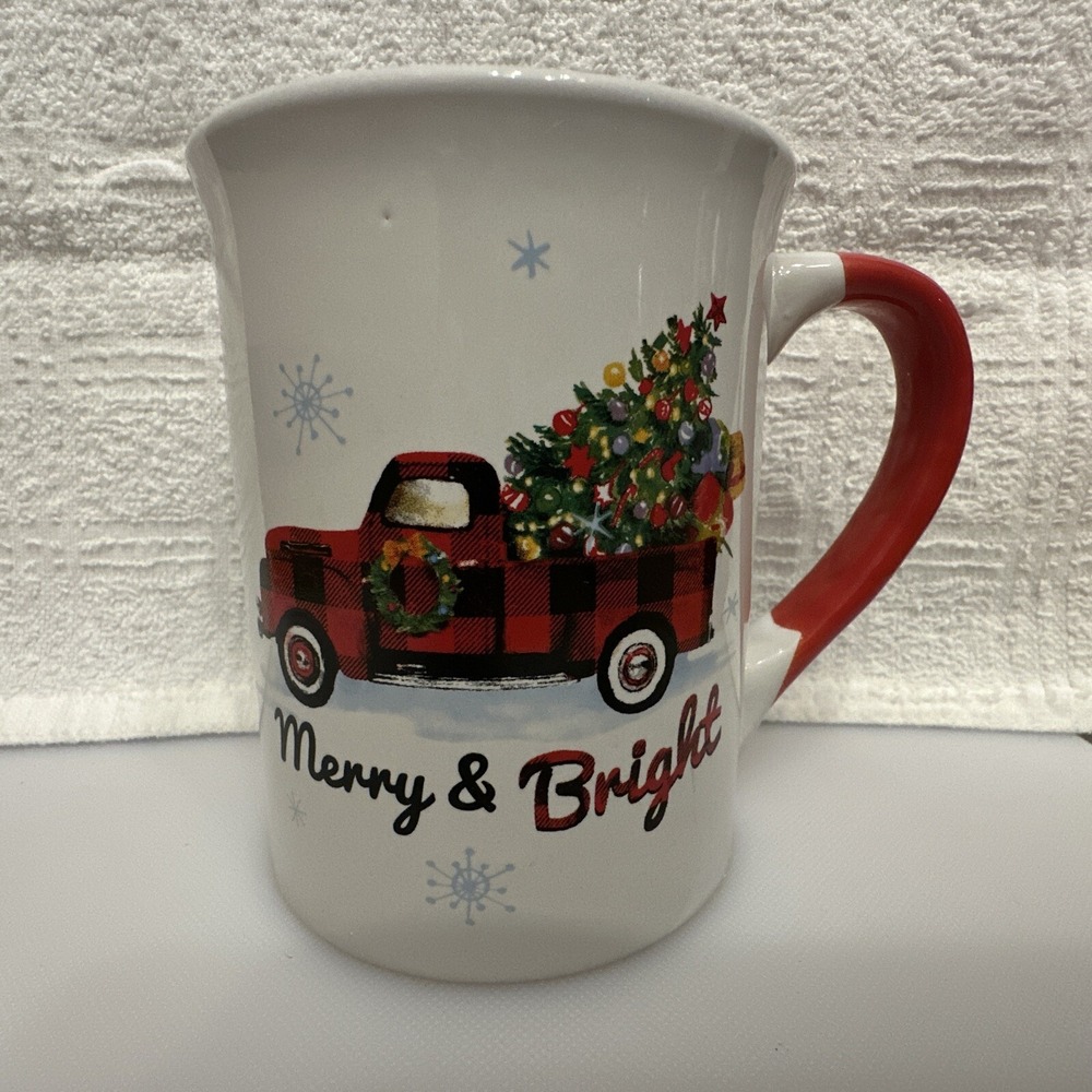 DAT'L DO IT Ceramic Merry & Bright 4.5x3.75" Coffee Mug Camper Holiday Christmas
